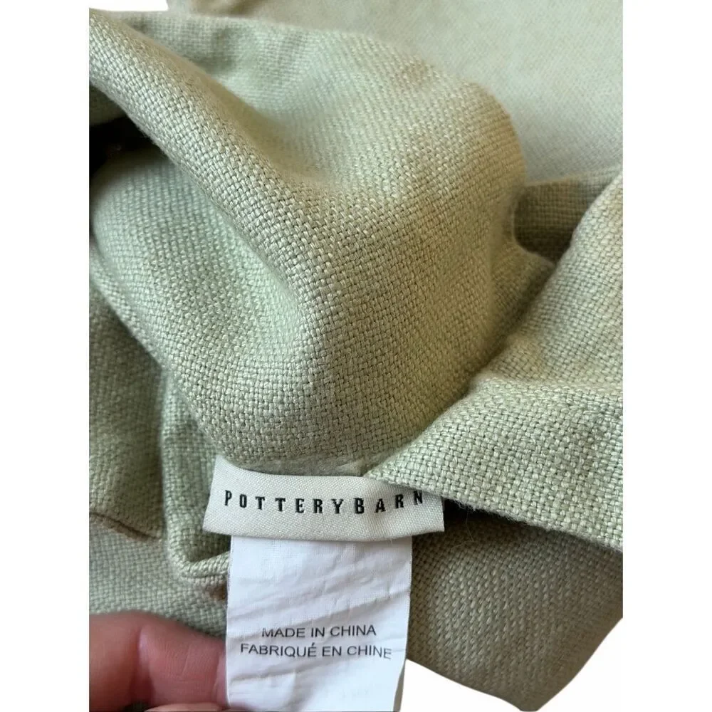 Pottery Barn Set of 2 Green Linen Pillow Sham Covers Large‎ Button 18